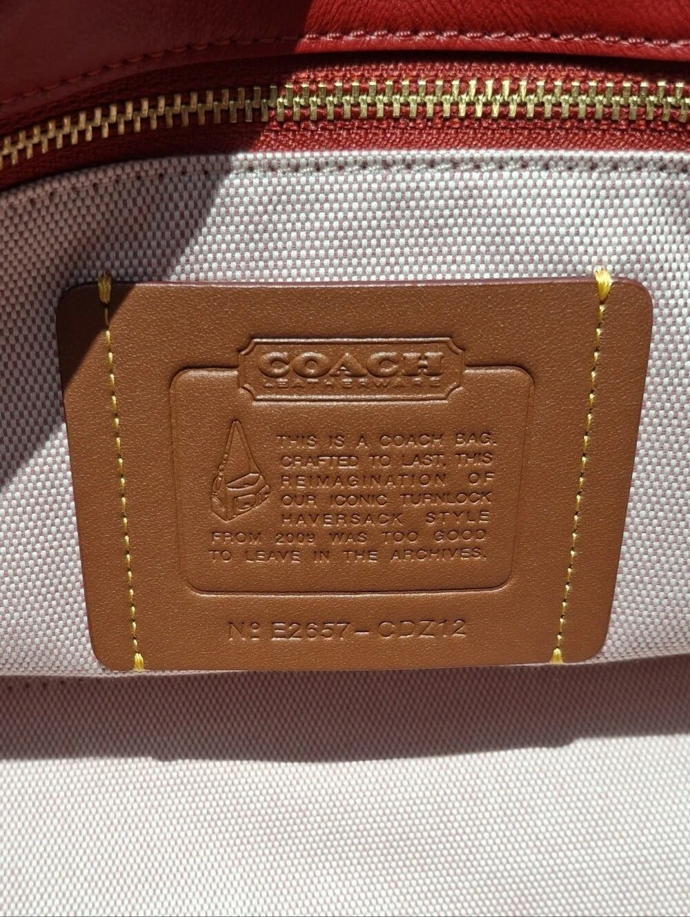 Coach Limited Re-Edition Scarlett Red Leather The Turnlock Haversack Bag #CDZ12